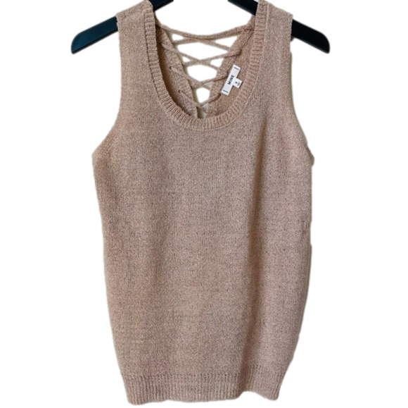 MINE Sweater Vest Knitted Tank Top Lace Up Back - Picture 1 of 7
